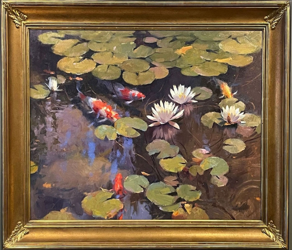 The Water Garden with Koi, 22k frame