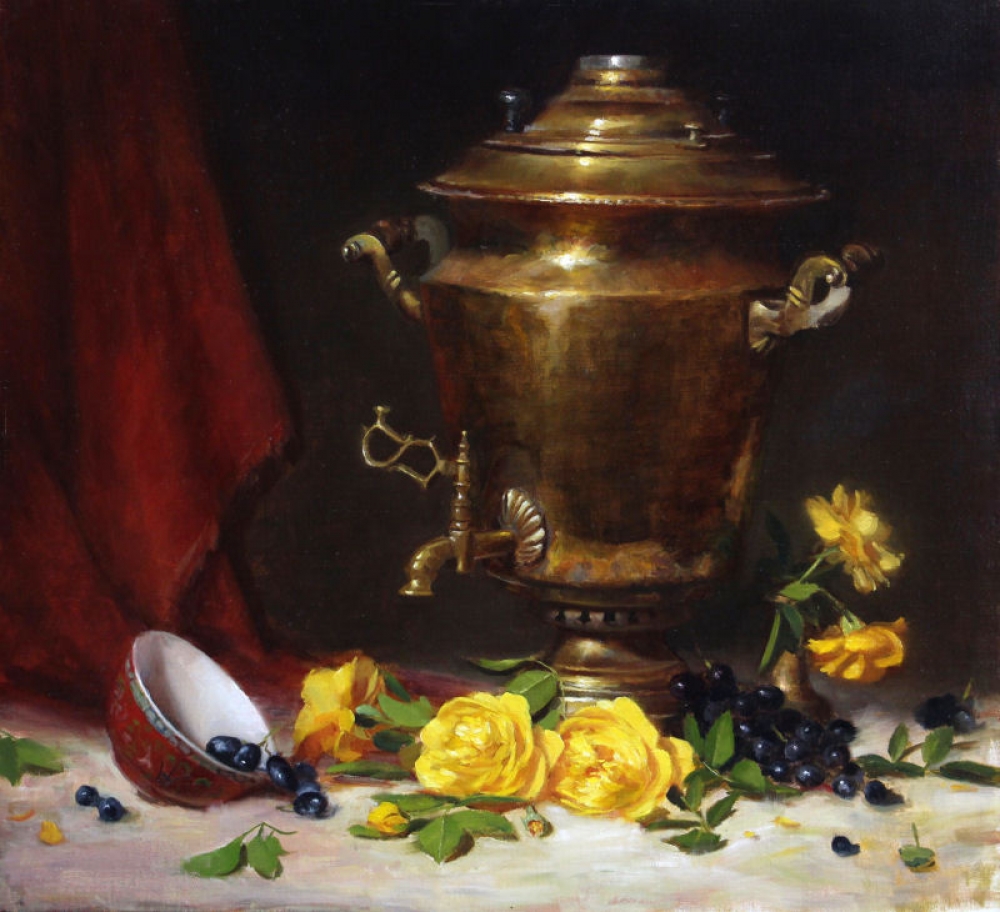 Russian Samovar and Roses