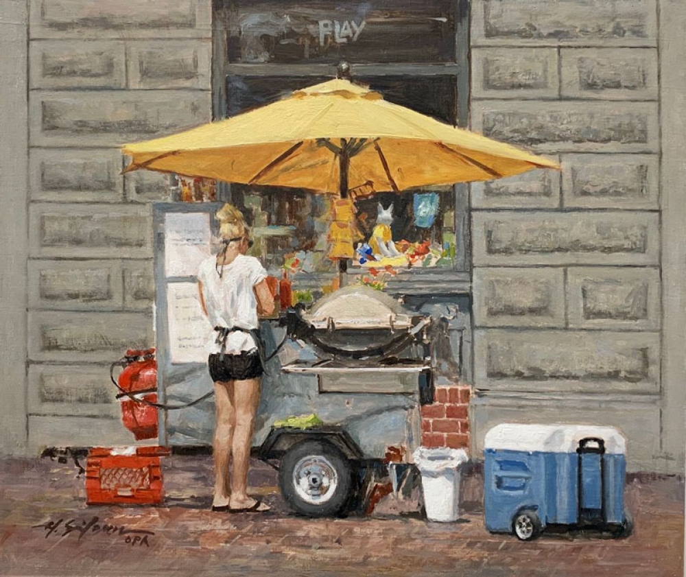 "The Hot, Hot Dog Vendor" Hodges Soileau Highlands Art Gallery