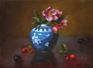  Click to See Little Blue Vase with Blossoms